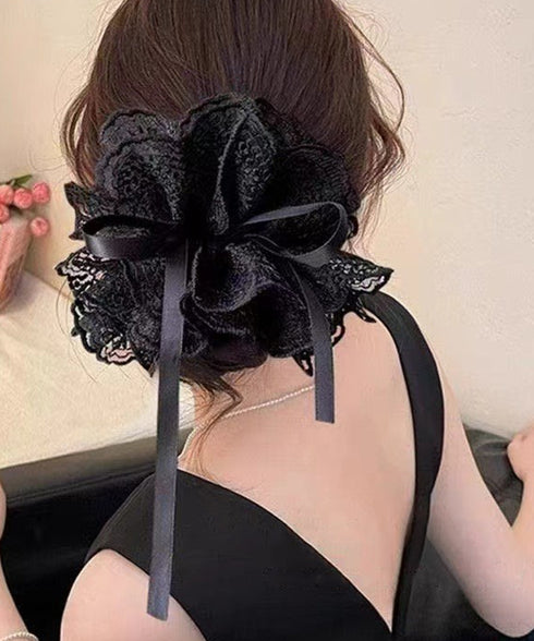 レースシュシュ ボリューム感 ヘアゴム レディース リボン まとめ髪 髪飾り お団子 オルチャン お洒落 大人 可愛い きれいめ デート 発表会 99QNSP-015